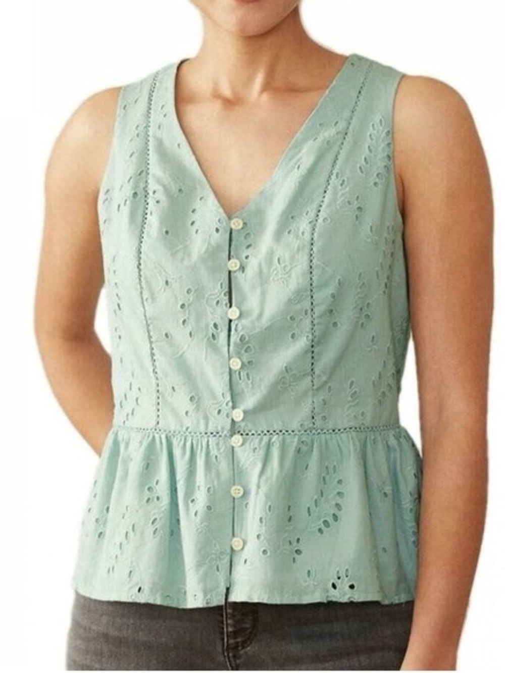 Universal Thread Women's Sleeveless Floral Eyelet Peplum Tank Top size XXl